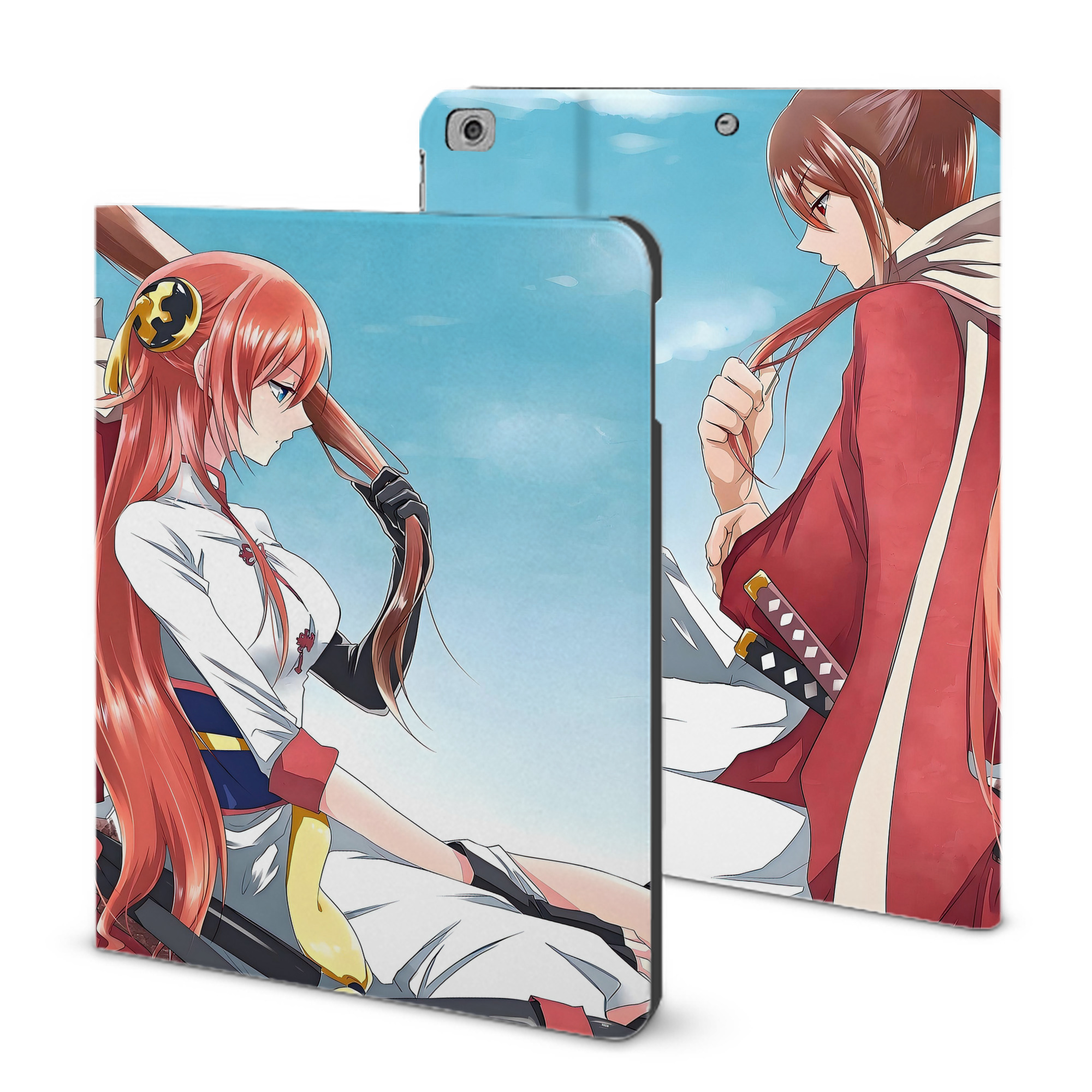 ぎんたま 坂田銀時（さかたぎんとき） 神楽 志村新八（しむら しんぱち） GINTAMA Sakata Gintoki Kagura Shimura Shinpachi IPad ケース ブック型 PUレザー TPU 耐衝撃 軽量 薄型 ペン収納なし 全面保護 IPad 各モデル対応